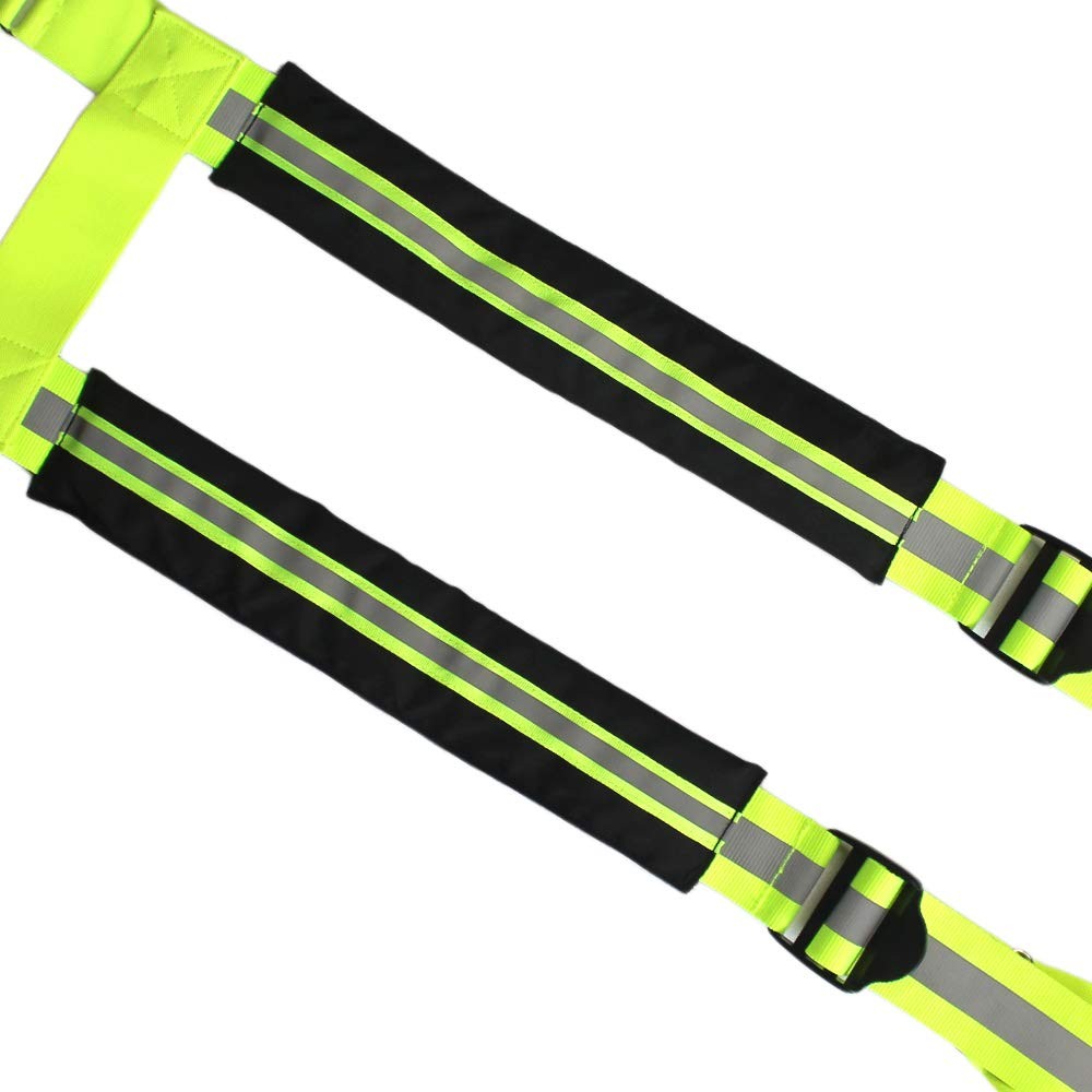 Firefighter Pant Suspenders Quick Adjust with Reflective Strip Black Lime