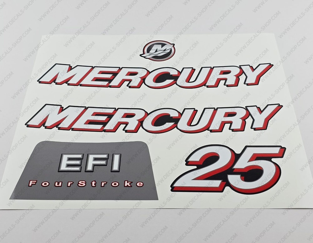Mercury 25 hp Four Stroke EFI 2006-2012 Set outboard engine decals sticker