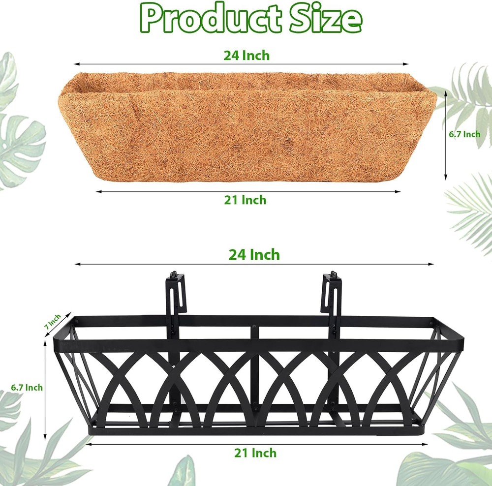 Deck Railing Planter Window Box 3 Pack 24 Inch Deck Balcony Rail Planter W/