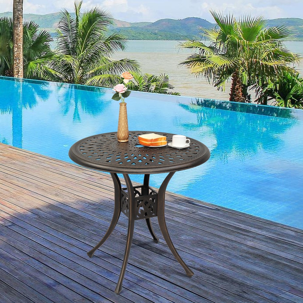 78cm Bronze Cast Aluminum Courtyard Table, Circular Diamond Top