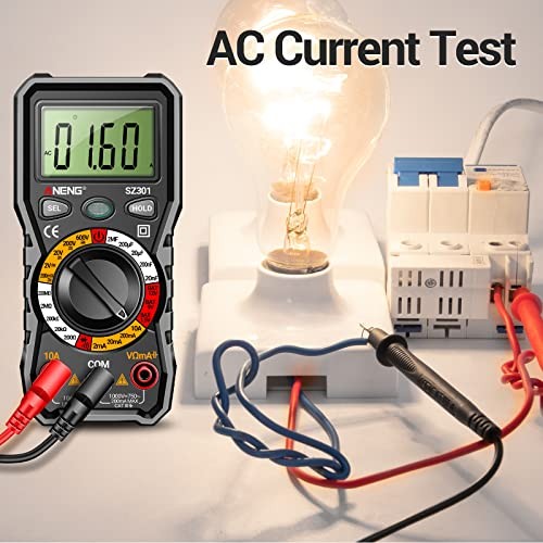 Digital Multimeter with Case,DC AC Voltmeter,Ohm Volt Amp SZ301 Black