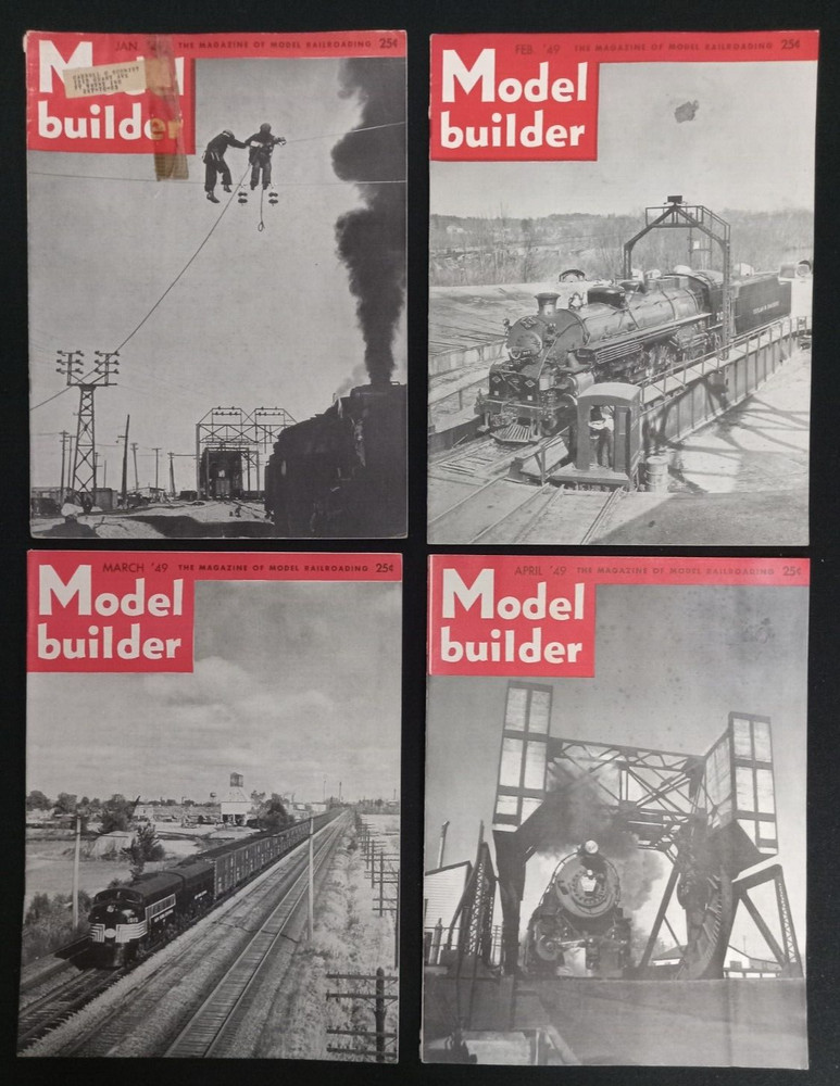 4 VTG 1949 MODEL BUILDER MAGAZINES LIONEL TRAIN RAILROAD