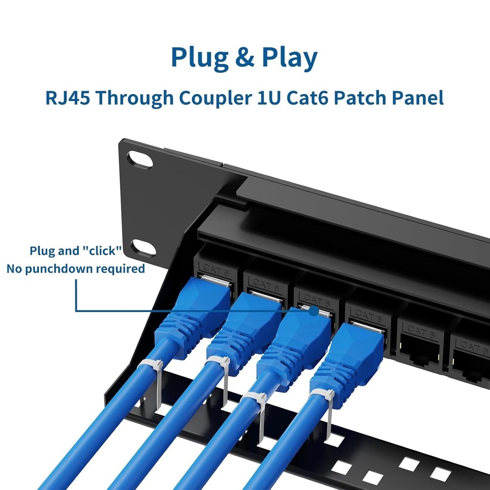 ZoeRax 24 Port Patch Panel with Inline RJ45 CAT6 Coupler Patch Panel 19 Inch