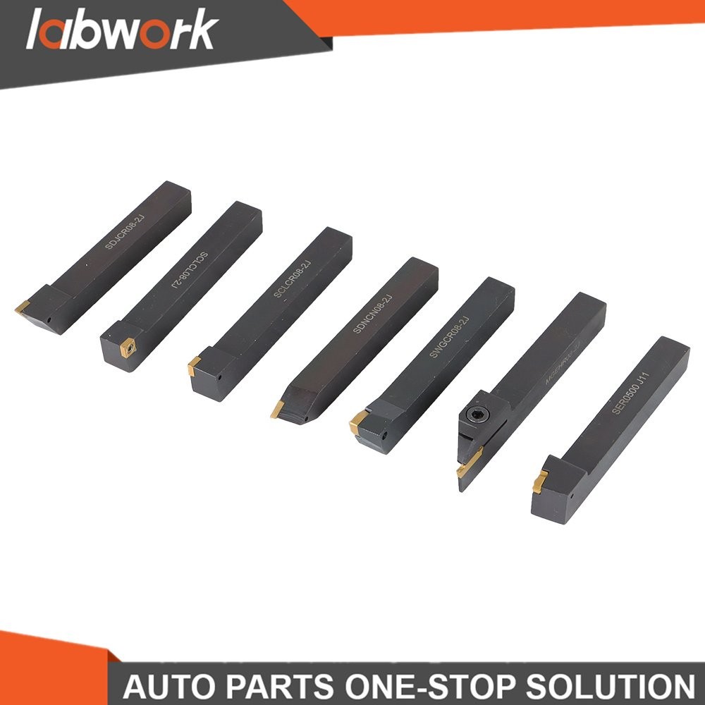 Labwork 1/2" Lathe Turning Tools+Indexable Carbide Inserts With Storage Box 7Pc