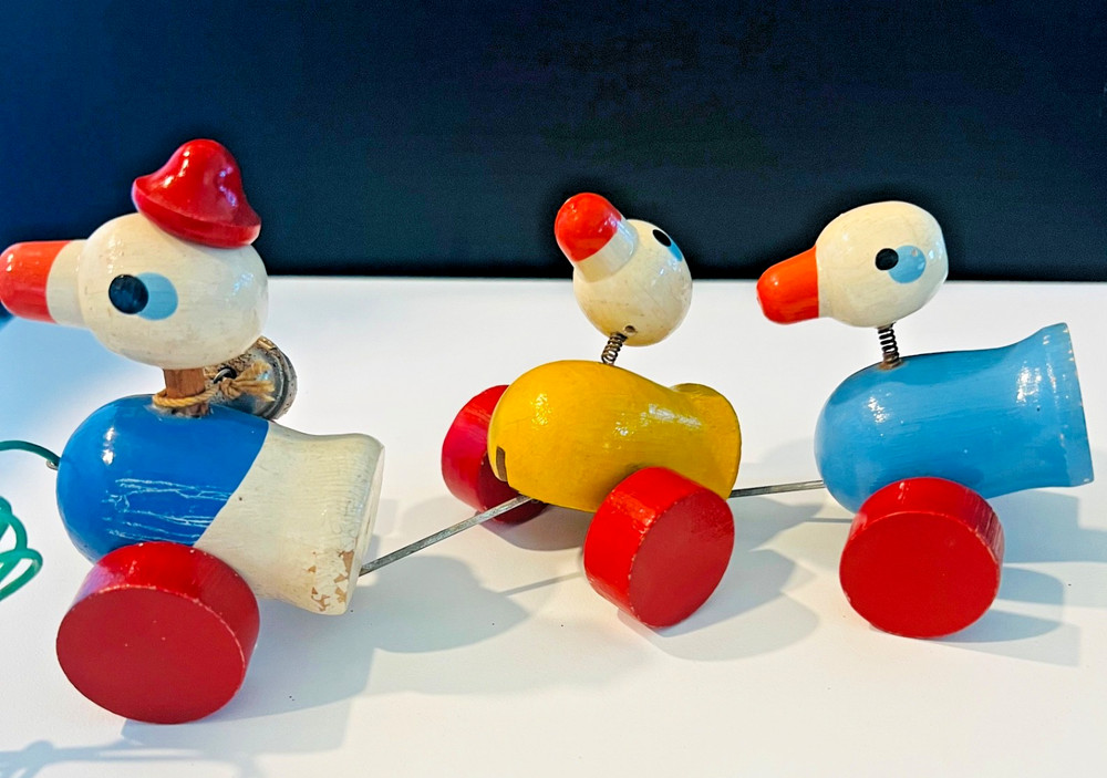 Vintage Brio Three Duck Pull Toy