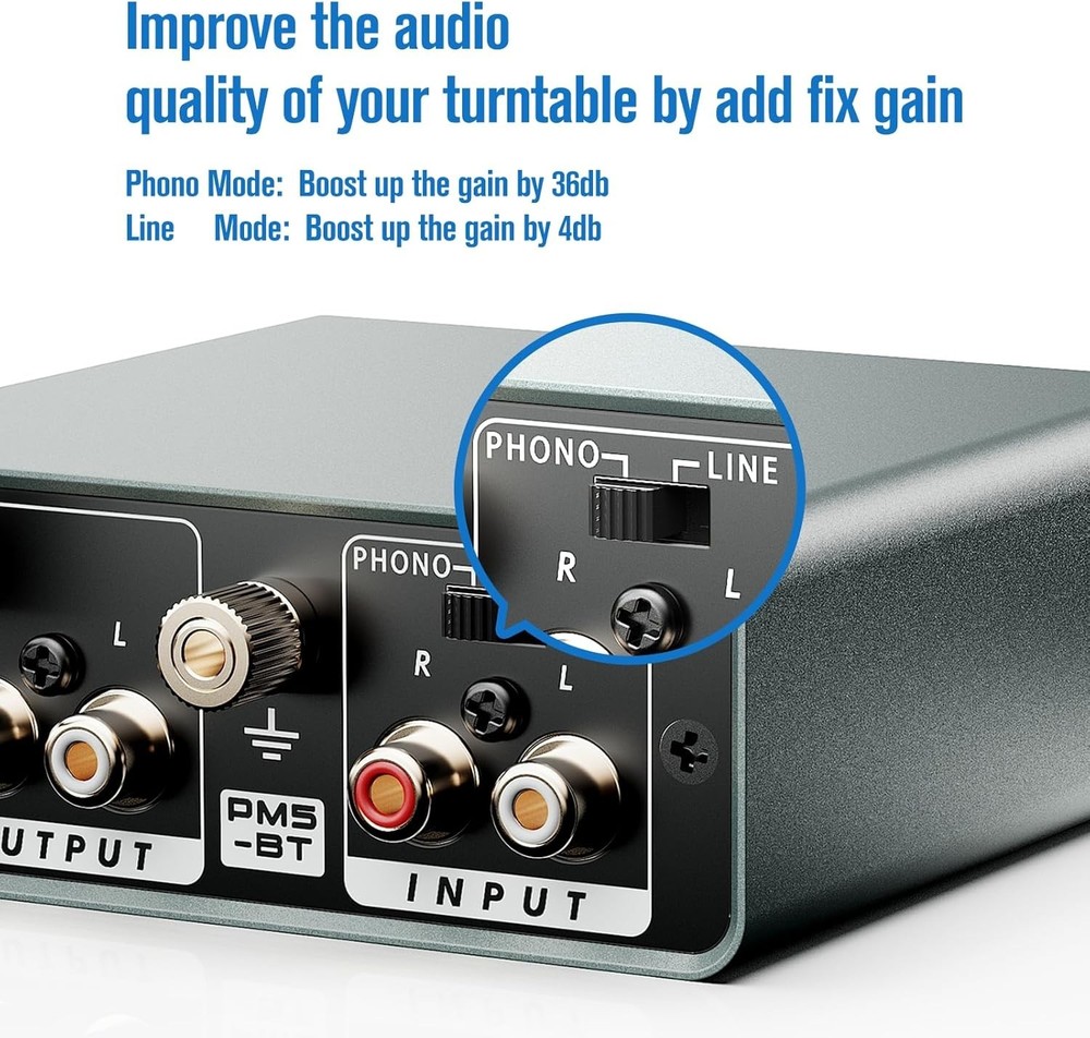 Bluetooth Phono Preamplifier for Turntable BT 5.3 Transmitter | Hi-Fi Stereo Pre