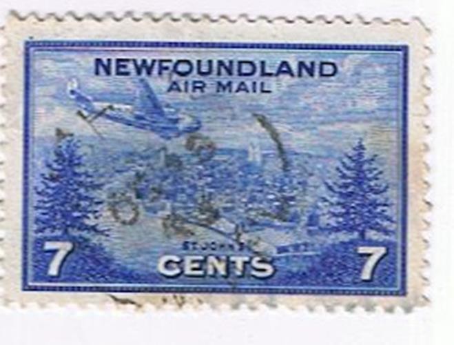 Stamp Newfoundland Canada #C19 7 Cent Blue Air Mail Used