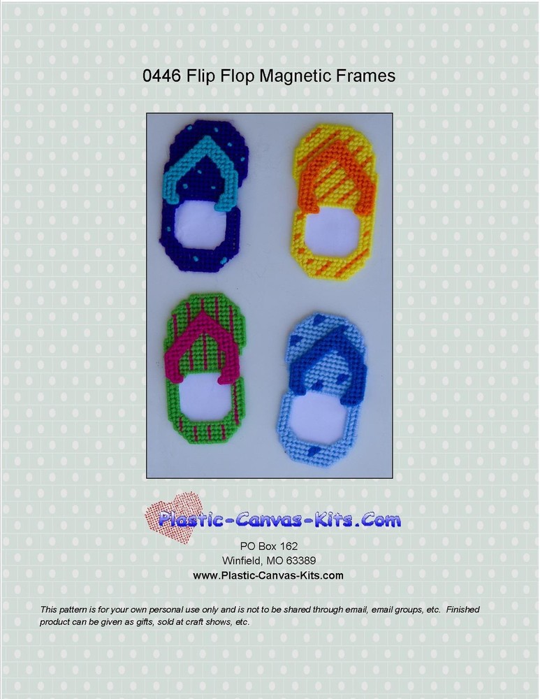 Flip Flops Magnetic Picture Frames- Plastic Canvas Pattern or Kit