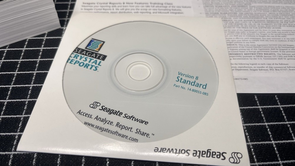 SEAGATE CRYSTAL REPORTS SOFTWARE STANDARD Full Version 8 with Key Code Boxed