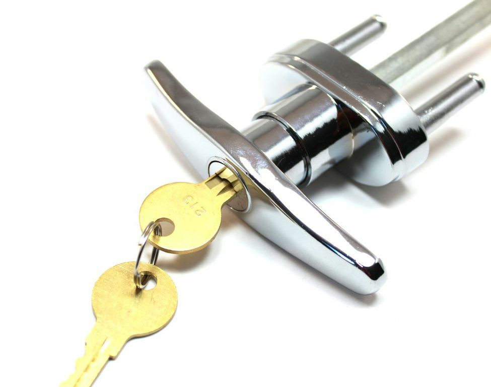 Garage Door Lock T Handle with 2 Keys for 2" Thick Door- Replacement Lock Handle