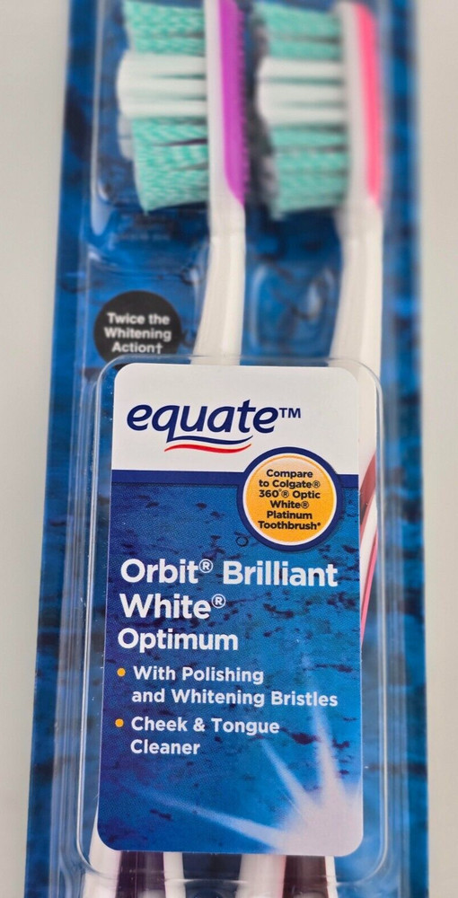 Equate Orbit Brilliant White Optimum Soft Bristle Toothbrush, 4 Pack