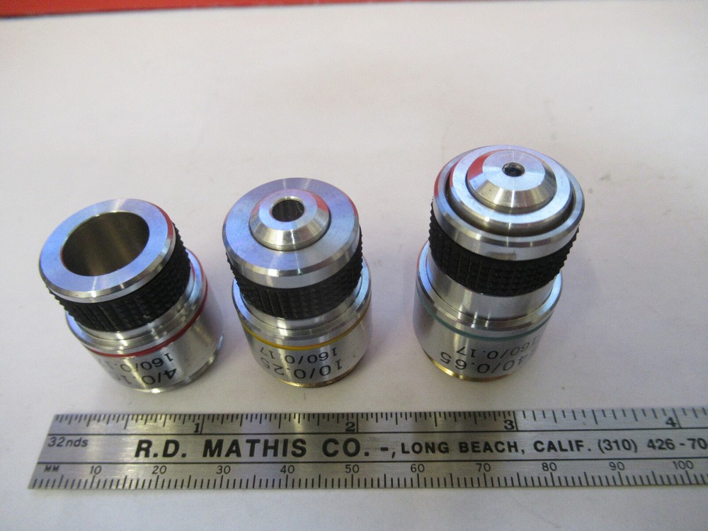 AMSCOPE LOT OBJECTIVES OPTICS MICROSCOPE PART AS PICTURED &A7-B-04