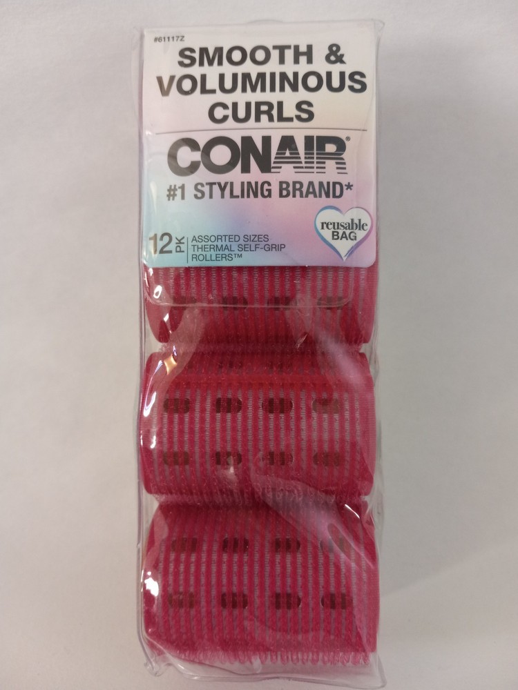 Conair Thermal Self-Grip Rollers Smooth & Voluminous Curls, Assorted Sizes, 12pk