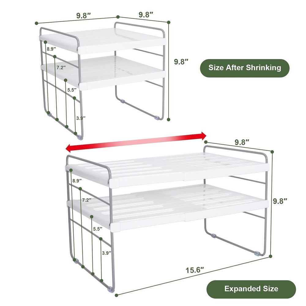 2 Pack Expandable Kitchen Wrap Organizer Rack, Height & Width Adjustable Alum...