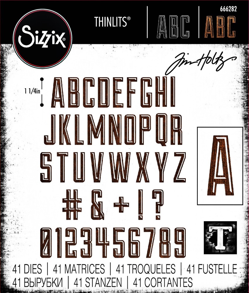 New Retired Sizzix Thinlits Alphanumeric Emporium 41pc #666282 Retail $24.99