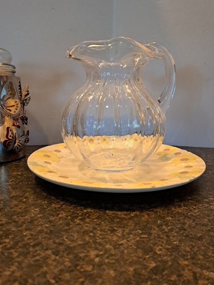 Vintage Tiffany & Co. Crystal "Devon" Pitcher with Ruffled Edges Signed