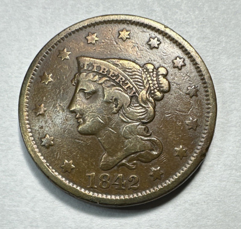 1842 Braided Hair Large Cent 410