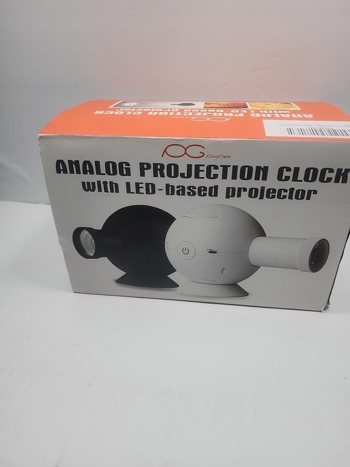 PolyGens Unique LED Analog Projection Clock with Night Light 360° (WHITE)