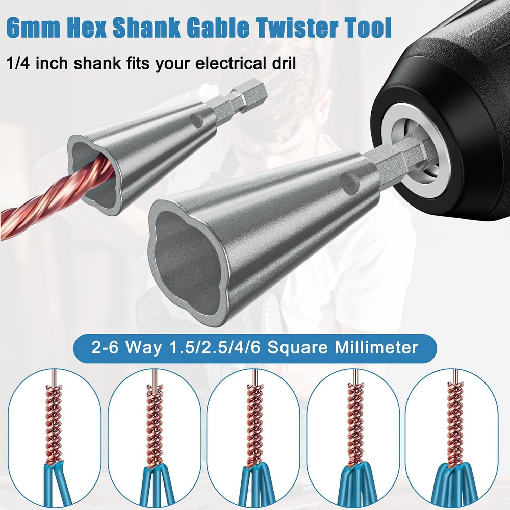 3 Pack Wire Twisting Tool 3 Way/5 Way Wire Stripping Tools for Power Drill