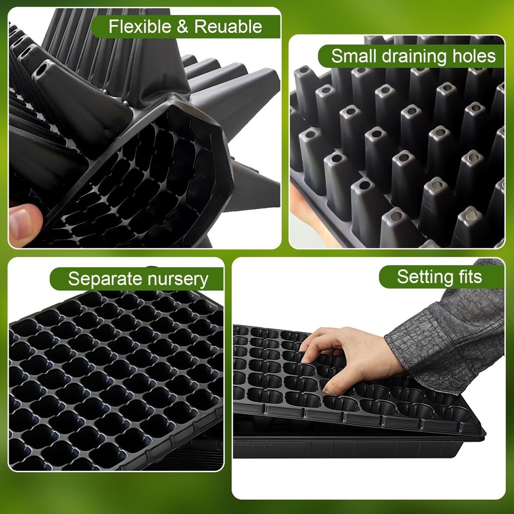 10Pcs 128 Cell Seed Starter Trays, Thick Durable Nursery 128 Cell Plug Tray