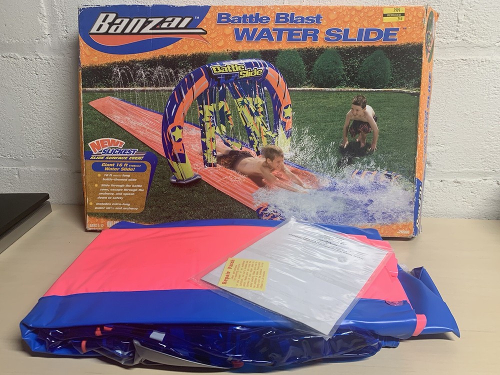 Banzai Battle Blast Water Slide 16ft Open Box Never Used