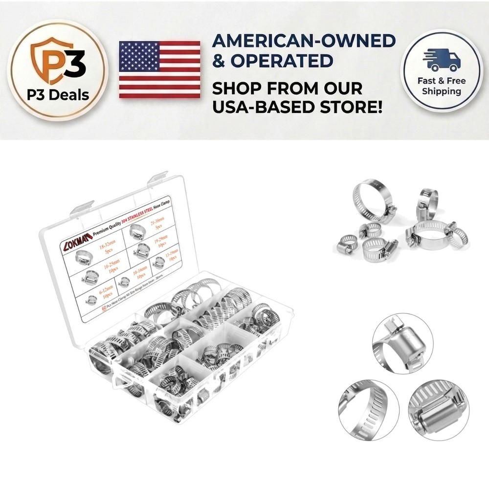 Versatile 60-Piece Adjustable Hose Clamp Set - Rust & Corrosion Resistant