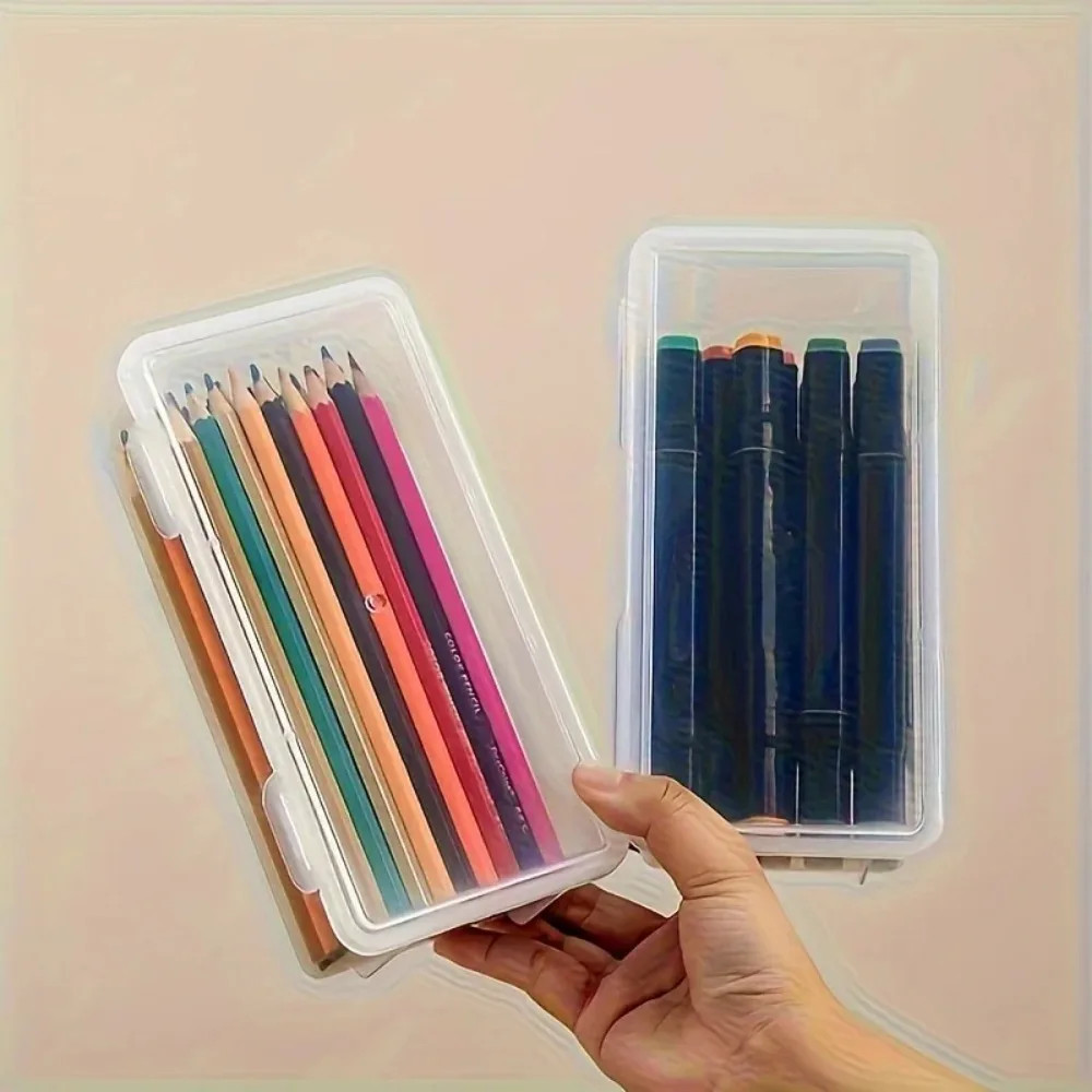 4pcs Large Clear Plastic Storage Boxes with Hinged Lids Home Office Organization
