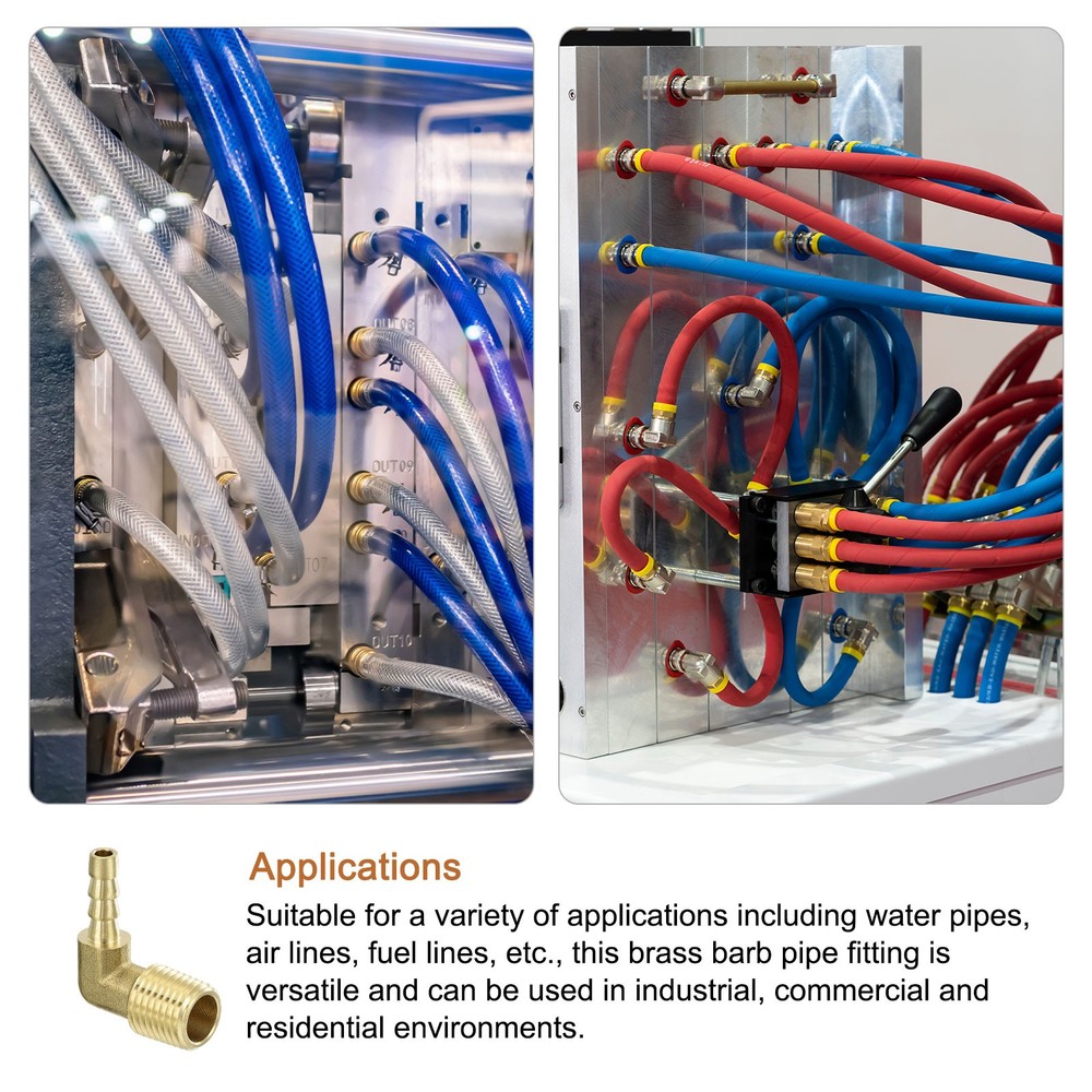 90 Degree Brass Hose Barbed Elbow Fitting 3/16" Barb x1/4" NPT Male for Industry