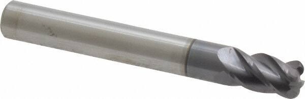 Accupro 1/4" Diam 4 Flute Single End Solid Carbide 0.06" Corner Radius End Mi...