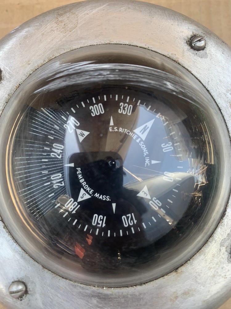 vintage ritchie boat compass stainless housing