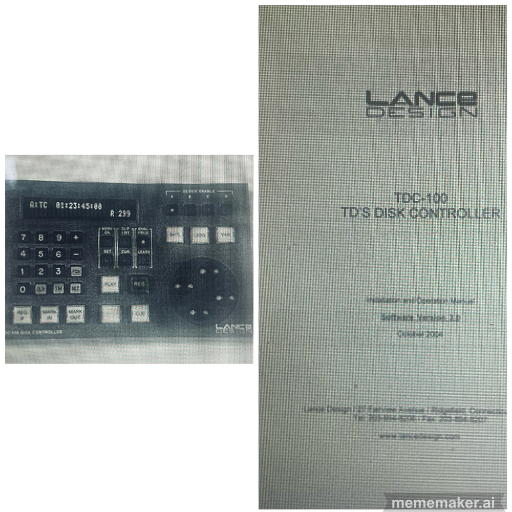 Lance Design TDC-100 TD’s DISK CONTROLLER OPERATOR MANUAL USED