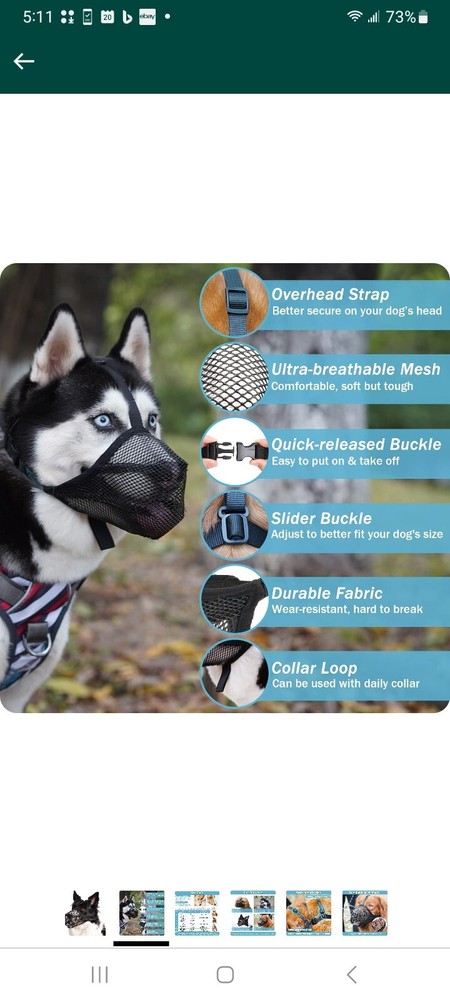 Dog Muzzle, Soft Mesh Dog Muzzles for Small Medium Large Dogs, Breathable Dog...