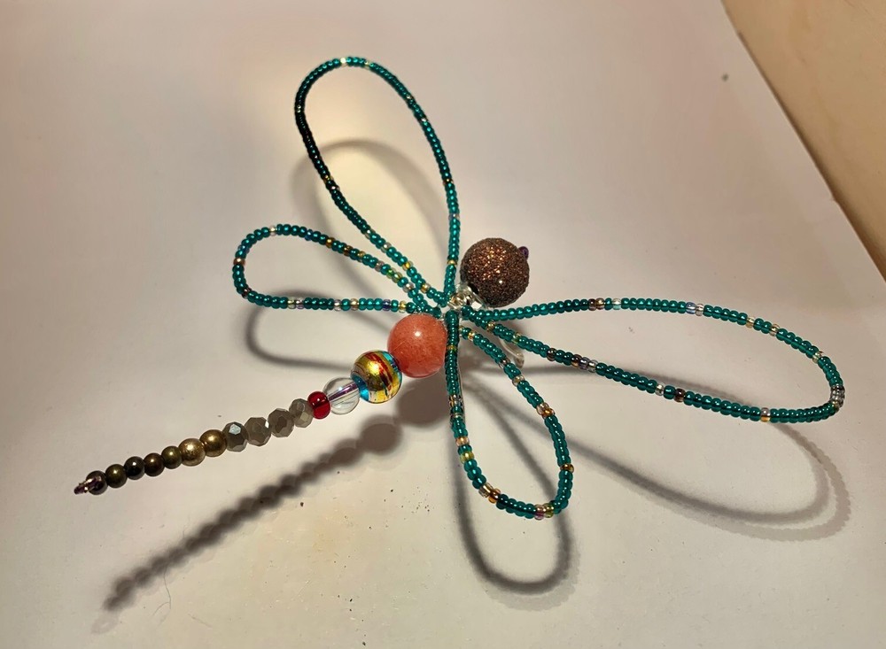 Handmade Beaded Wire MULTI-COLOR Turquoise DRAGONFLY
