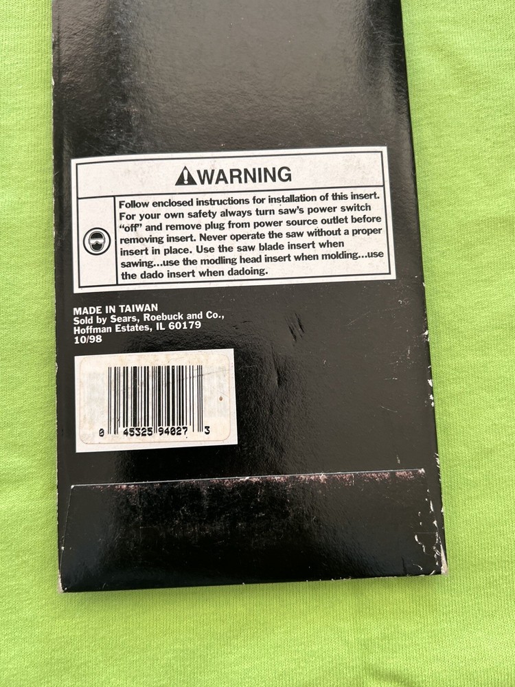 CRAFTSMAN 10” TABLE SAW Dado Molding 6" diameter Dade b7