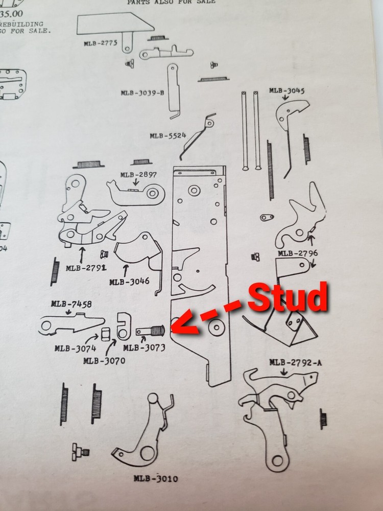 Set of ORIGINAL REPLACEMENT MILLS Jackpot STUD & STUD NUT #LMLB3073 - 403