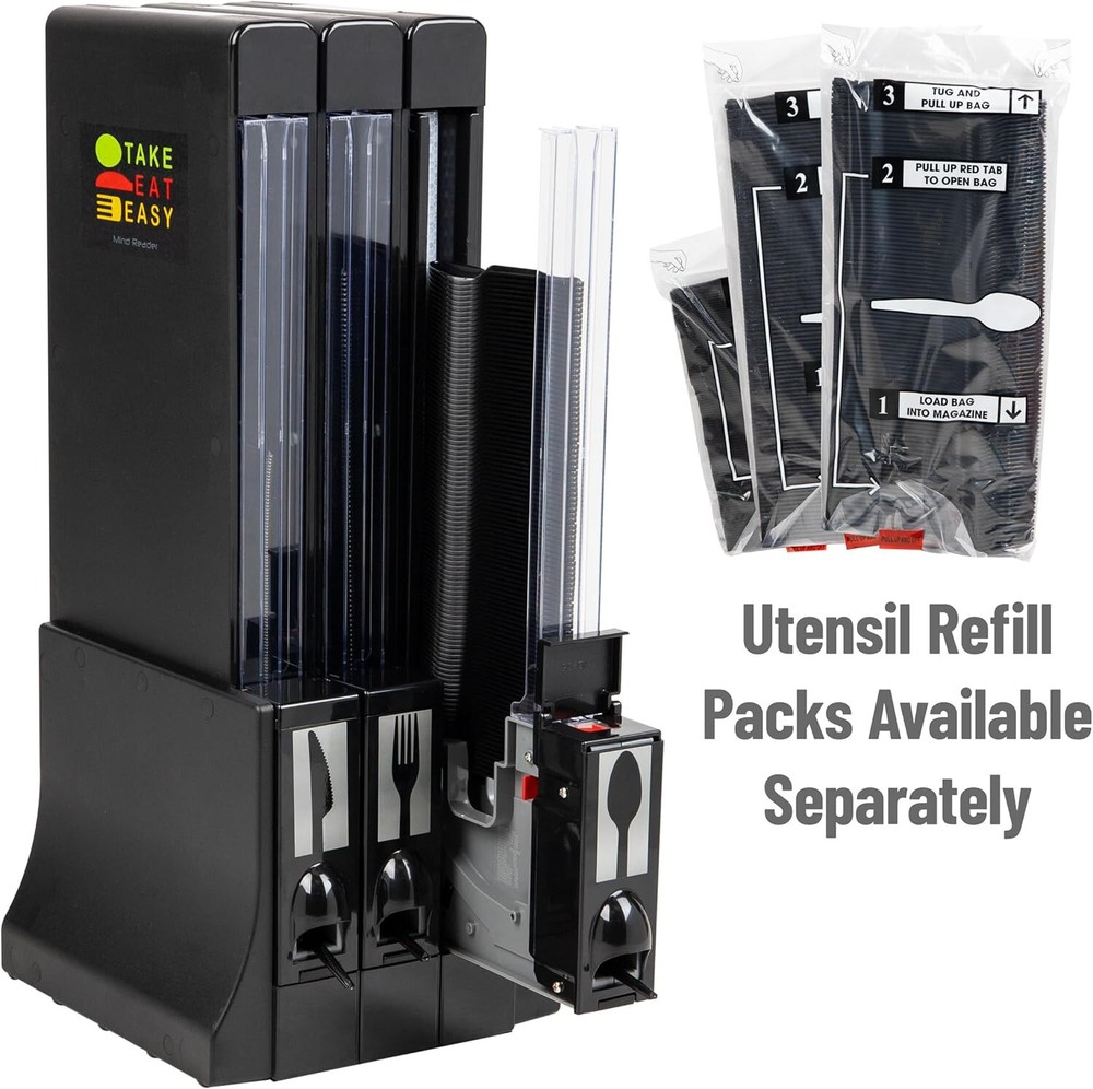 Mind Reader Utensil Plastic Fork Spoon Dispenser Silverware Organizer, Black