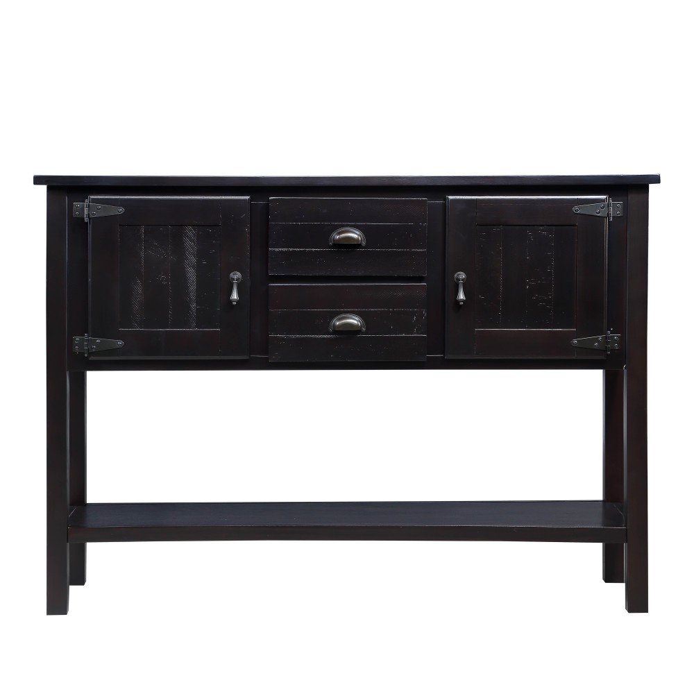 Solid Wood Sideboard Console Table 48'' - 2 Drawers/Cabinets, Shelf,Espresso