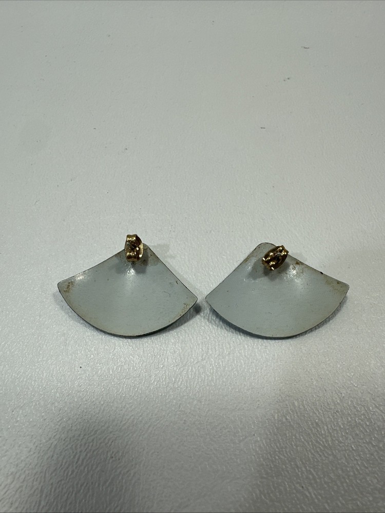 Vintage Triangular Teal Geometric Abstract Statement Earrings Jewelry