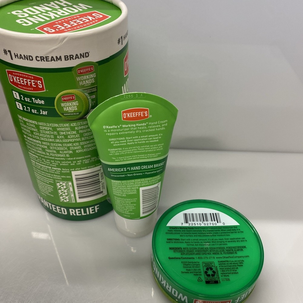 O’KEEFFE’S Working Hands Cream Value Pack 2.7 Oz Jar & 2 Oz