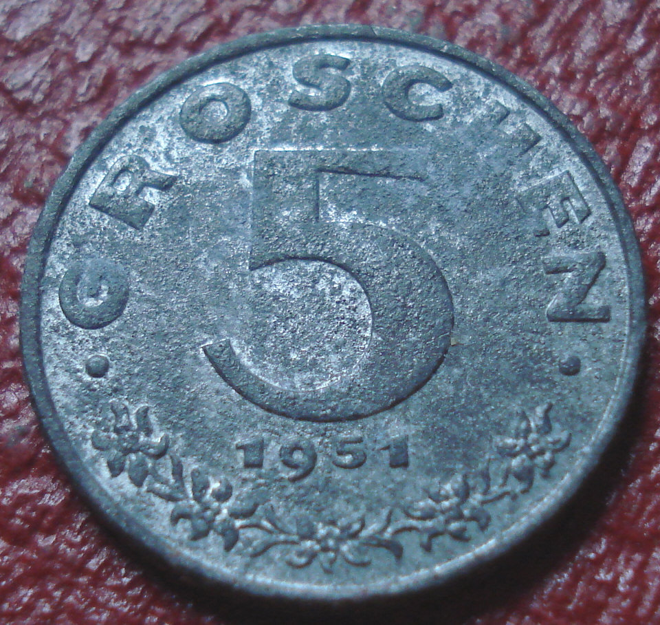 1951 AUSTRIA 5 GROSCHEN IN EF CONDITION