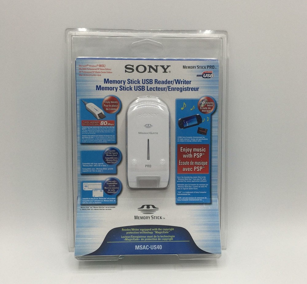 Rare Sony MagicGate MemoryStick Flash Memory Card Reader - USB 2.0 (MSAC-US40)