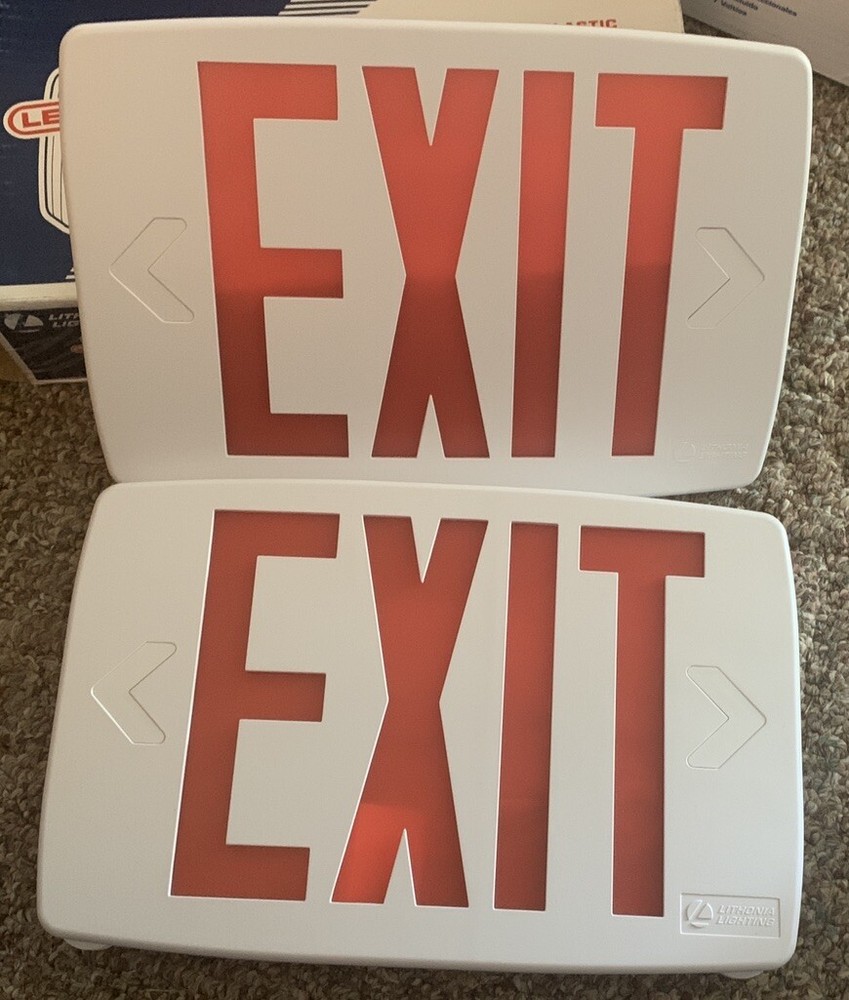 EXIT Lithonia Lighting Quantum Thermoplastic Led Emergency Red White Housing (3)