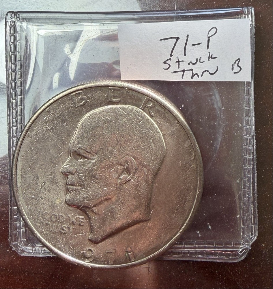1971-P Eisenhower Ike Dollar - Struck Thru Grease Error - B