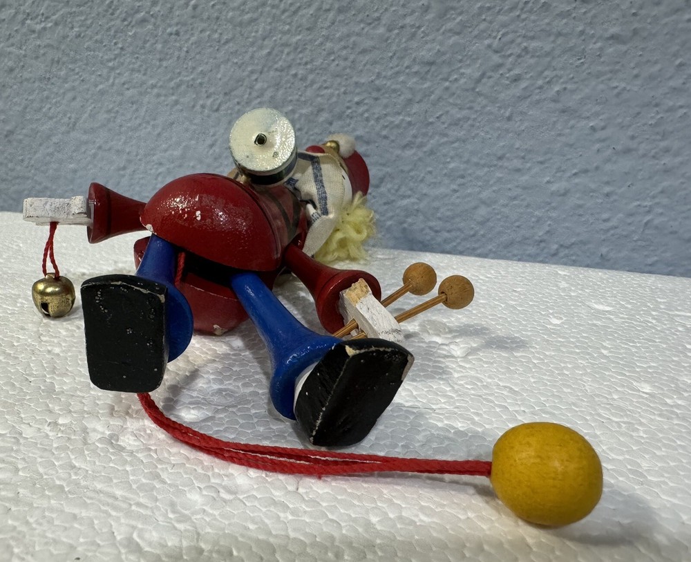 Vintage Clown Wooden Jumping Jack Pull String Ornament