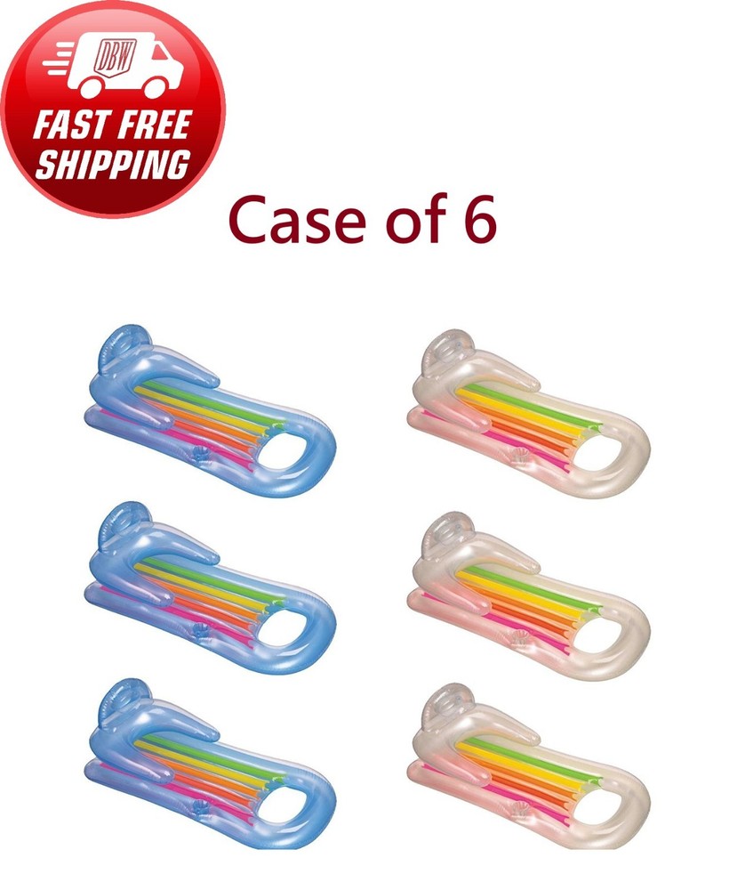 6 PACK Intex King Kool Lounge Inflatable Rainbow Backrest Cup Holder