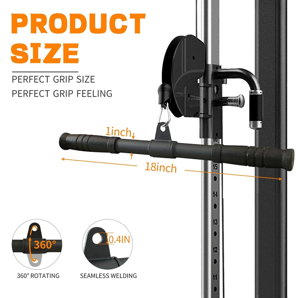 Straight Bar Pull Down Bar 360 Rotating Lat Pulldown Attachments Cable Attach...
