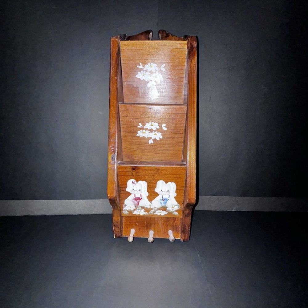 Rustic Wood Mail Organizer With Key Pegs