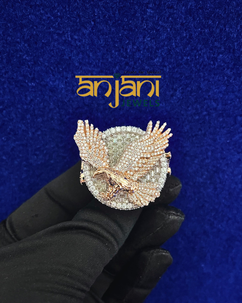 Iced Out Customized "EAGLE RING " Custom VVS1 Moissanite Diamond Silver
