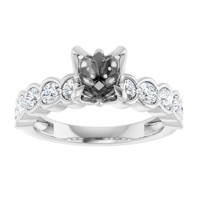 925 Sterling Silver Semi Mount Ring Setting Round  7mm Engagement Ring Setting