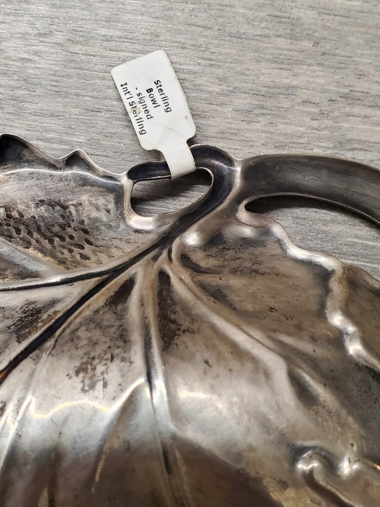 Solid Sterling Candy, Nut Grape Fruit Dish/bowl Vine Leaf Internationl silver Co